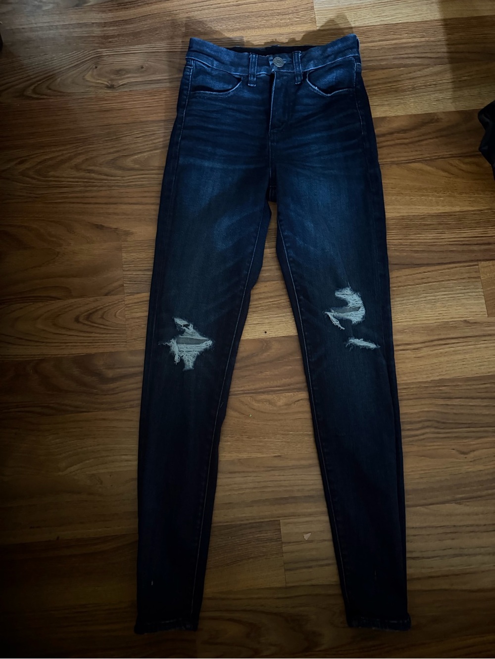 American Eagle Outfitters Dark Blue Ripped Curvy Jeans
